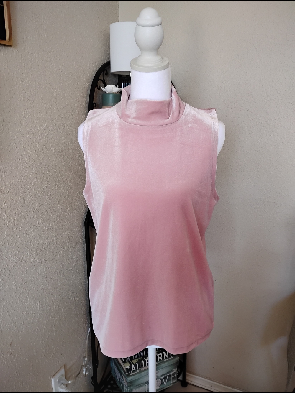 J. Crew Velvet Mock Neck Tank - Light Pink